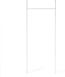 White Umbra Anywhere expandable room divider tension curtain rod displayed  on a white background.