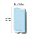 OXO Good Grips ice cube tray with sliding lid and rounded cube design on a white background.