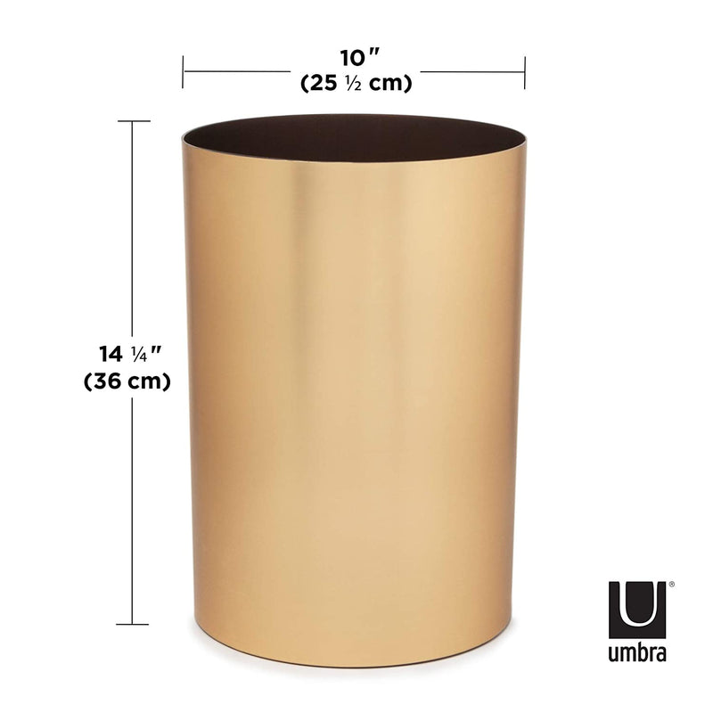 Umbra Metalla Trash Can, 4.5 Gallon (17L) Capacity, Matte-Brass Color