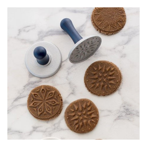 Nordic Ware Starry Night Cast Cookie Stamps, 3-inch rounds, Silver