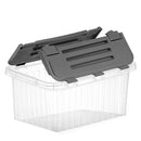 Superio Clear Storage Box with Lid, Plastic Container Bin for Organizing, Stackable Crate, BPA Free, Non Toxic, Odor Free, Organizers (Bin with Hinged Lids, 17"x11.65"x8.75)