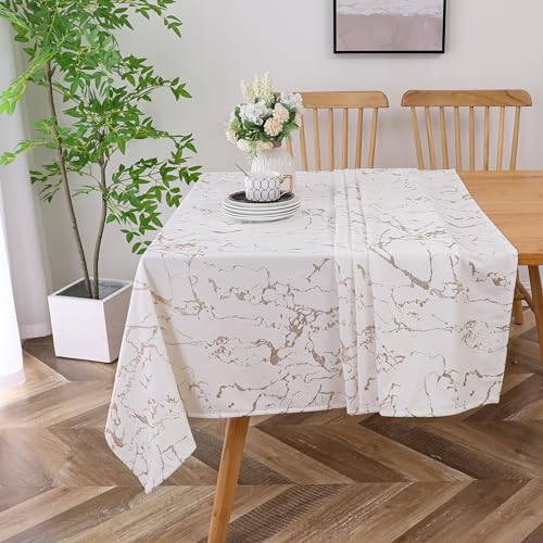 Majestic Giftware Velvet Tablecloths for Rectangle Tables 70" X 120" Glacier Gold Print Hem Stitch Dining Table Cover