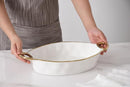 Pampa Bay Porcelain Oval Baking Dish, Golden Handles