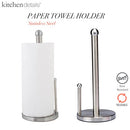 Kitchen Details Countertop Single Tear Paper Towel Holder, Free Standing, Weighted Bottom, Holds Standard Rolls, Dispenser Bar Prevents Unraveling, Stainless Steel
