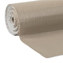 A tightly rolled coil of textured, solid beige or light brown self-adhesive contact paper, partially unfurled to show its subtle rippled or stucco-like surface.