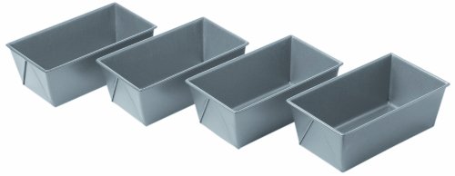 Chicago Metallic Commercial II Non-Stick Mini Loaf Pans, 5-3/4 by 3-1/4 by 2-1/4-Inch, Gray , 4 Count (Pack of 1)