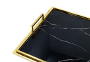 Black Marble Serving Tray Gold Trimmed - Large