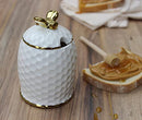 Pampa Bay Get Gifty Porcelain Honey Jar and Comb Dipper, White with Gold Trim