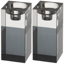 Pair of elegant 18.5 cm crystal candlesticks on a white background.