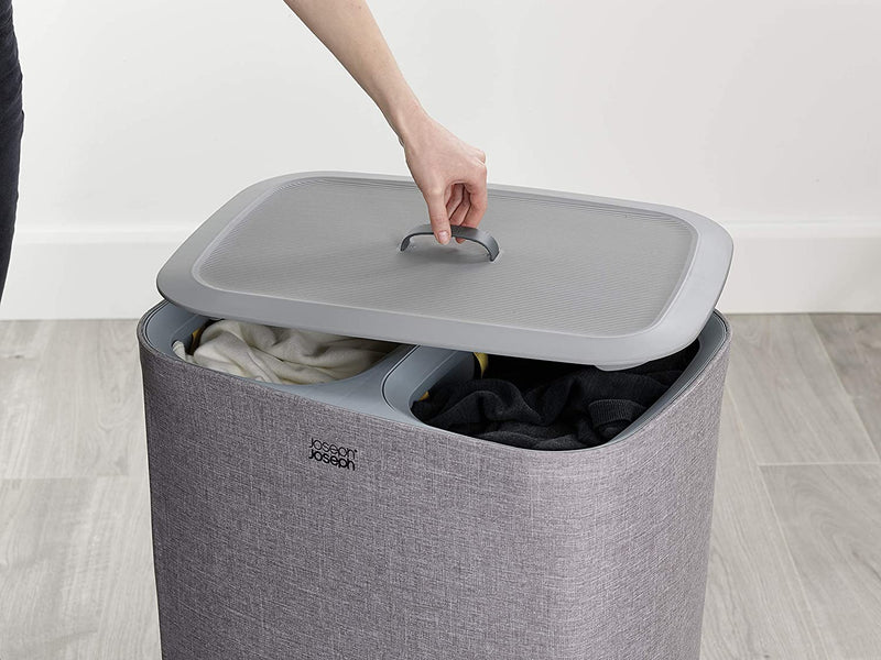 Joseph Joseph Total 90-litre Laundry Hamper Separation Basket with Lid - Grey