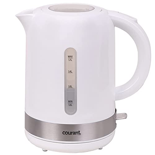 Courant COUKEP175K 1.7 Liter Electric Kettle Cordless with LED Light, 1000W Power, Automatic Safety Shut-Off, Perfect for Tea/Coffee/Hot Chocolate/Soup/Hot Water, Black Color
