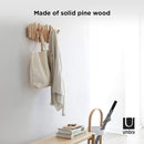 Umbra Picket 5 Hooks, Wall-Mounted Rail, Doubles as Art, Beveled Pine Wood Dowels, Natural Finish