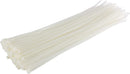 Bundle of white nylon zip ties, featuring a self-locking design with square-shaped heads and a smooth, flexible body.