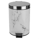 Home Basics White Faux Marble Bathroom Trash Can
