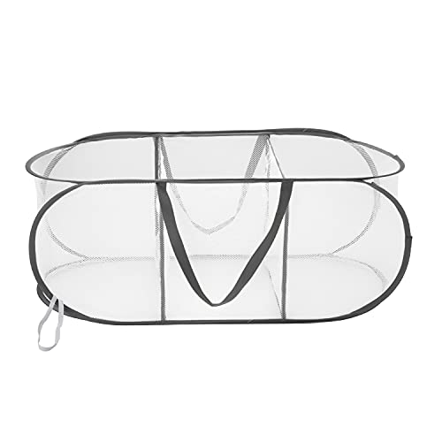 Woolite 360 3 Compartment Laundry Sorter, Portable Carrying Handles, Collapsible Design, Grey Pop Up Hamper