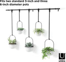 Umbra Triflora 5-piece white hanging planter set displayed on a white background.