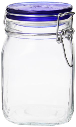 Bormioli Rocco Fido Blue 33.75 Ounce Square Jar, Set of 2