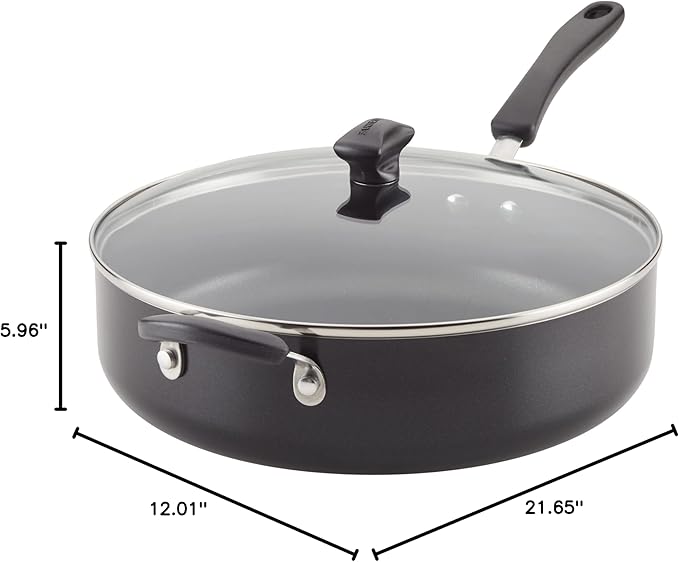 Farberware Cookstart DiamondMax Nonstick Jumbo Cooker with Lid and Helper Handle, Dishwasher Safe, 6 Quart, Black