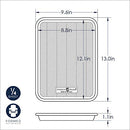 A small, rectangular, natural silver aluminum baking sheet with an embossed chevron or prism grid pattern on the interior surface