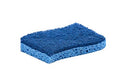 A stacked pile of three rectangular, dual-sided cleaning sponges. Each sponge has a light blue absorbent cellulose side and a dark blue non-scratch scouring pad side.