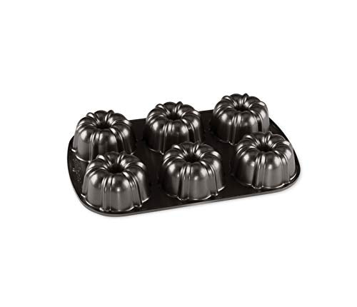 Nordic Ware Classic Bundtlette ProCast Cake Pan, Six 1-Cup Servings, Graphite