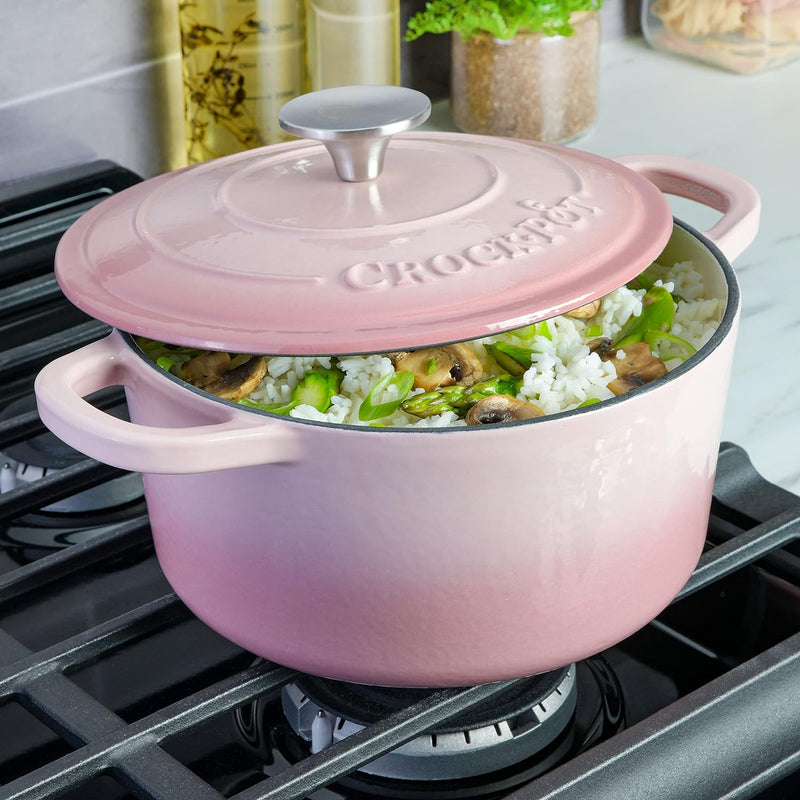 Crock-Pot Artisan Round Enameled Cast Iron Dutch Oven, 3-Quart, Blush Pink