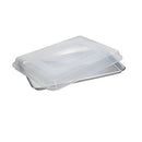 Nordic Ware natural aluminum half sheet pan with a clear plastic lid 