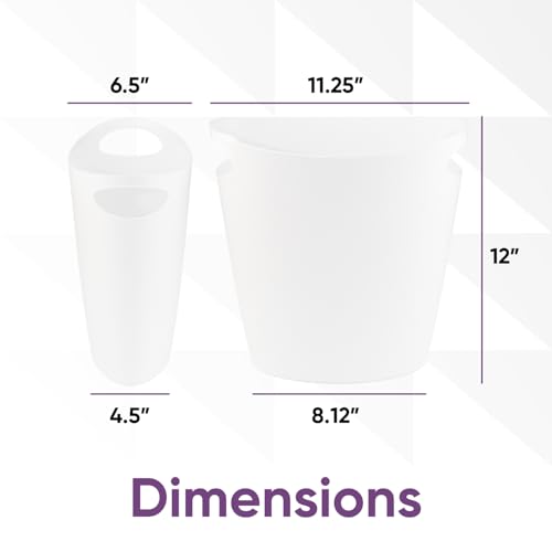 Superio Slim Bathroom Trash Can 2 Gallon White Plastic Small Compact Waste Basket for Bedroom, Dorm, Under Office Desk, Narrow Portable RV Dustbin