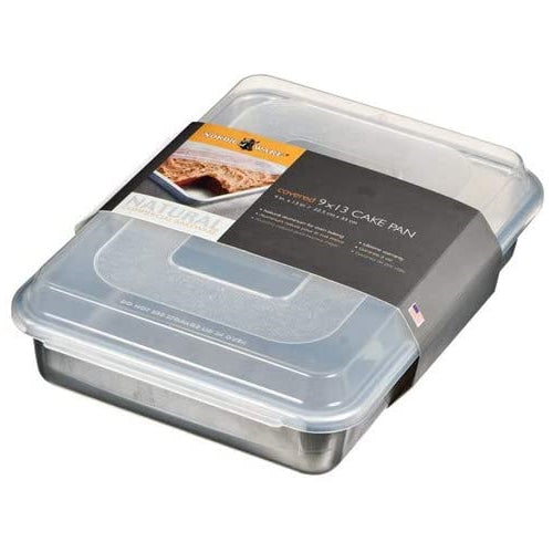 Nordic Ware Natural Aluminum Commercial Cake Pan with Lid, Rectangle Pan with Lid Silver, 9 x 13