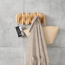 Umbra Picket 5 Hooks, Wall-Mounted Rail, Doubles as Art, Beveled Pine Wood Dowels, Natural Finish