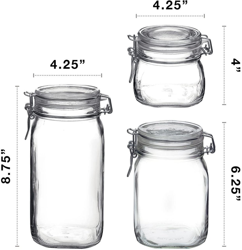 Bormioli Rocco Fido Canning Jar, Set of 3 (17.5 oz,33.75 oz,50.75 oz.)