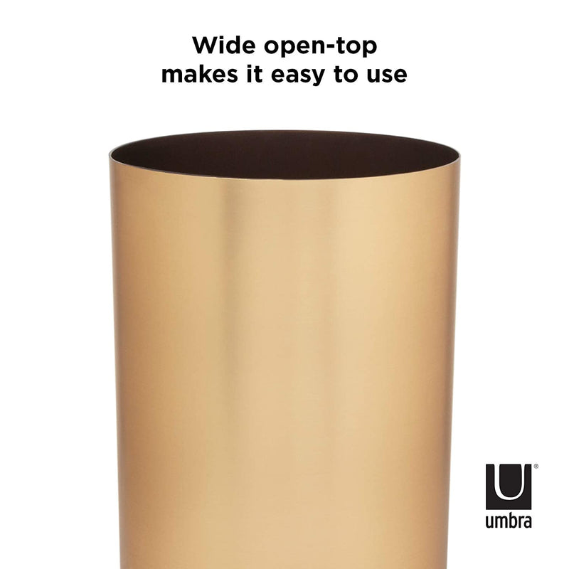 Umbra Metalla Trash Can, 4.5 Gallon (17L) Capacity, Matte-Brass Color
