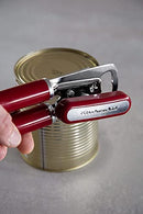 Empire Red stainless steel can opener with ergonomic handles and built-in bottle opener