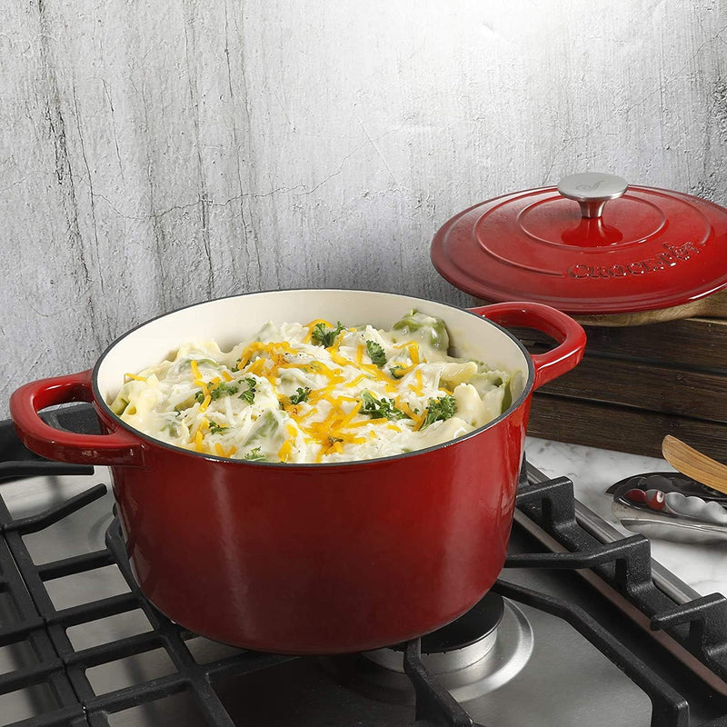 5 Quart Enameled Cast Iron Round Dutch Oven Red