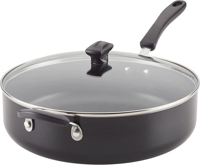 Farberware Cookstart DiamondMax Nonstick Jumbo Cooker with Lid and Helper Handle, Dishwasher Safe, 6 Quart, Black