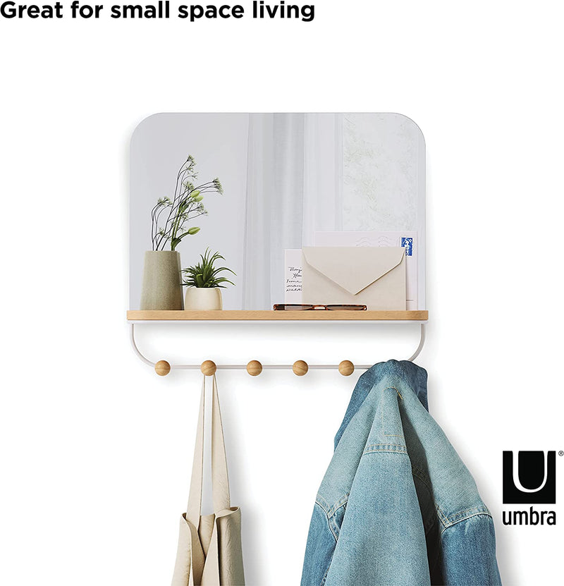 Umbra Estique Over-The-Door Multi-Use Organizer, W/Mirror, White