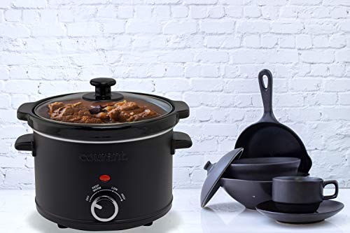 Courant Slow Cooker 2.5 Quart Crock, with Easy Cooking Options, Dishwasher Safe Pot and Glass Lid, Matte Black