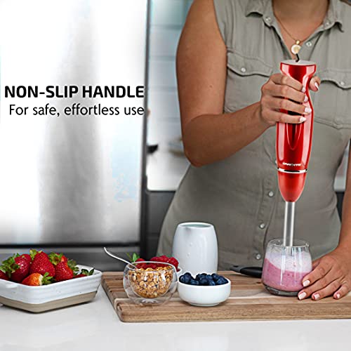 OVENTE Electric Hand Blender, Red