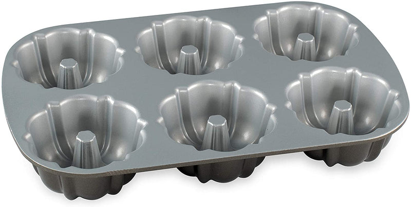 Nordic Ware Classic Bundtlette ProCast Cake Pan, Six 1-Cup Servings, Graphite