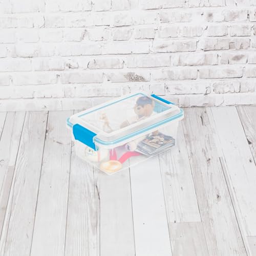 Sterilite 7.5 Qt Gasket Box, Stackable Storage Bin with Latching Lid and Tight Seal, Plastic Container to Organize Basement, Clear Base, Lid, 1-Pack
