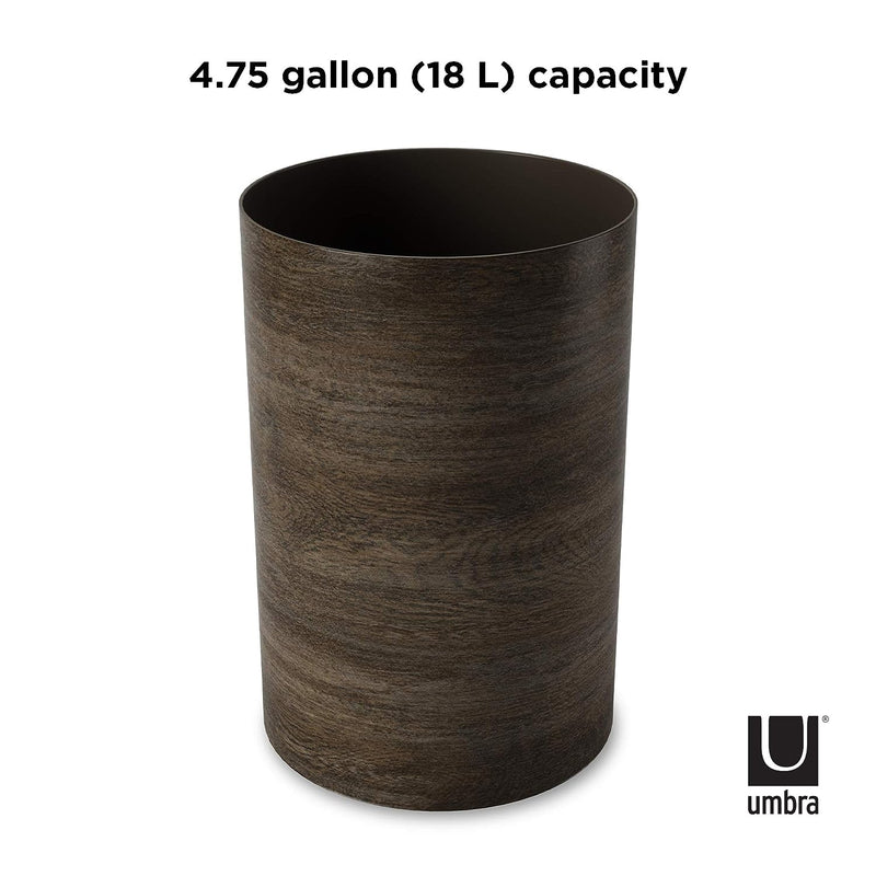 Umbra Treela Small Trash Can – Durable Garbage Can Waste Basket for Bathroom, Bedroom, Office and More, 4.75 Gallon Capacity with Stylish Barn Wood Exterior Finish
