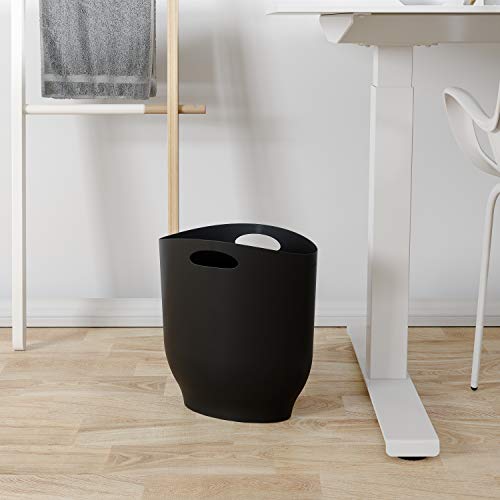 Umbra Skinny Sleek & Stylish Bathroom Trash, Small Garbage Can Wastebasket, 2 Gallon Capacity, Black