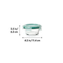OXO Good Grips 1-cup round glass food storage container with a clear airtight lid on a white background.