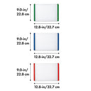 A set of three OXO cutting boards in different sizes, each featuring a translucent white cutting area and colored non-slip edges in blue, green, and red for stability.