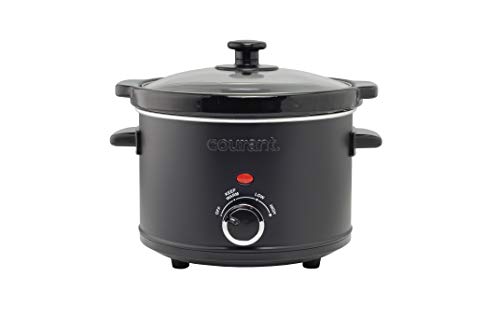 Courant Slow Cooker 2.5 Quart Crock, with Easy Cooking Options, Dishwasher Safe Pot and Glass Lid, Matte Black