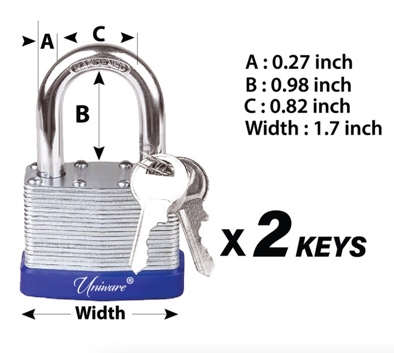Stainless Steal Padlock 3 Keys Set