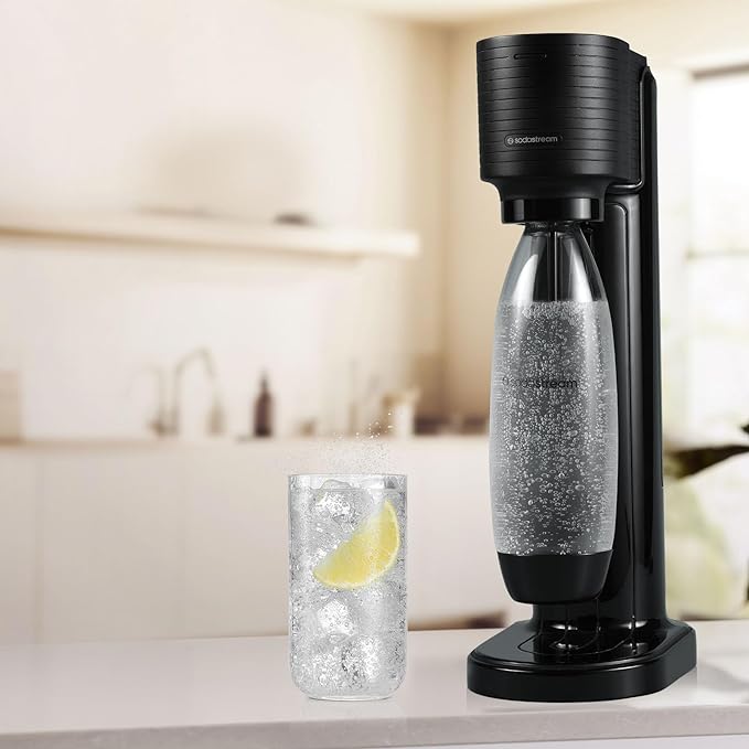 SodaStream Gaia Sparkling Water Maker Starter Kit with Pepsi and Mtn Dew Flavors Black