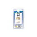 A medium-sized metal wick holder packaged with included wax-coated cotton wicks.