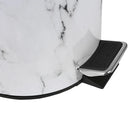 Home Basics White Faux Marble Bathroom Trash Can