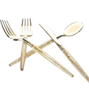 Gold Glitter Plastic Cutlery Set - 32pcs